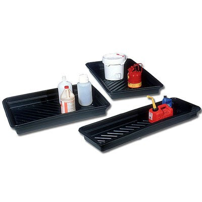 36in Utility Tray Black Poly, 27-Gal Capacity - Spill Containment Trays