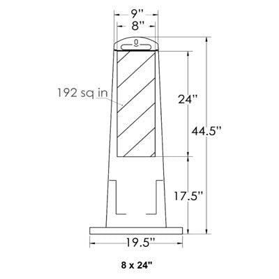 Vertical Barricade White Panel, 8x24" sheeting (No Base), plastic - Traffic Safety Supplies