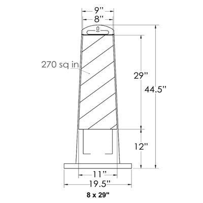 Vertical Barricade White Panel, 8x29" sheeting (No Base), plastic - Traffic Safety Supplies