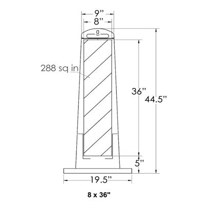 Vertical Barricade Orange Panel, 8x36" sheeting (No Base), plastic - Traffic Safety Supplies