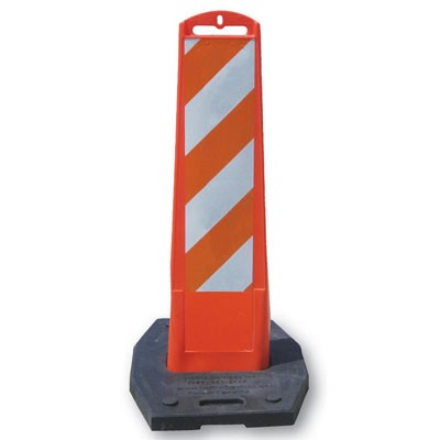 Vertical Panel Barricade, Orange, 8x24" sheeting, 30lb rubber base, plastic - Traffic Safety Supplies