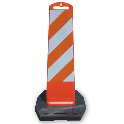 Vertical Panel Barricade, Orange, 8x29" sheeting, 30lb rubber base, plastic - Traffic Safety Supplies
