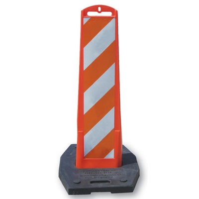 Vertical Panel Barricade, Orange, 8x36" sheeting, 20lb rubber base, plastic - Traffic Safety Supplies
