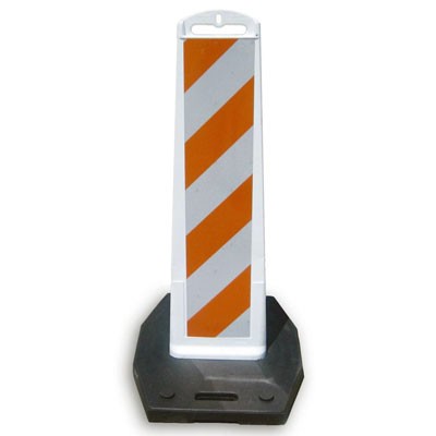 Vertical Panel Barricade, White, 8x36" sheeting, 20lb rubber base, plastic - Traffic Safety Supplies