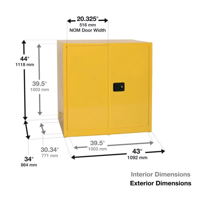 60-Gal Manual 2-Door Yellow Flammables Cabinet - manufacturer product image 3
