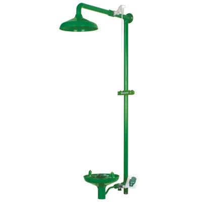 Wall Mount Emergency Shower/Eyewash - Powder Coated Stainless Steel, Open Bowl - Emergency Showers & Eyewash