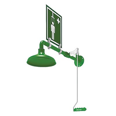 Wall Mount Drench Shower - Power-Coated Stainless Steel, 20 gal capacity - Emergency Showers & Eyewash