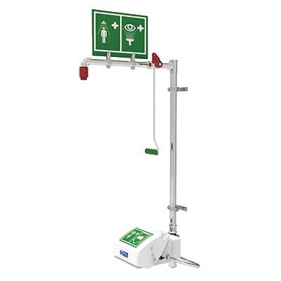 Wall Mount Emergency Shower/Eyewash - Stainless Steel Pipe, Closed ABS Bowl - Emergency Showers & Eyewash