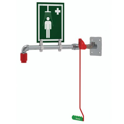 Wall Mount Drench Shower - Stainless Steel Pipe, 20 gal capacity - Emergency Showers & Eyewash