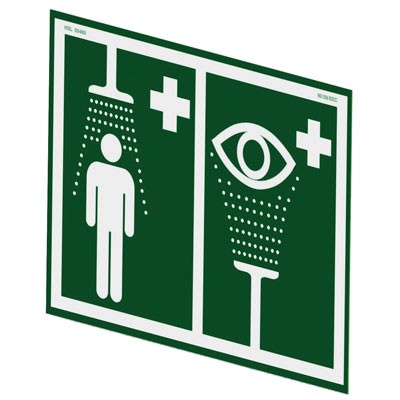 Emergency Shower/Eyewash Station Sign, Wall Mount