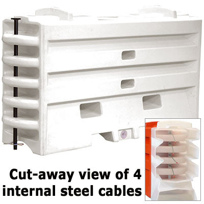 Water Filled Cable Barrier, White Saw Tooth, steel - Traffic Safety Supplies