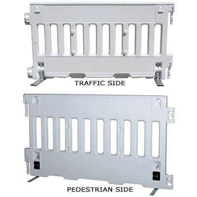 Crowd Control Pedestrian Barricade, White, polyethylene - Traffic Safety Supplies