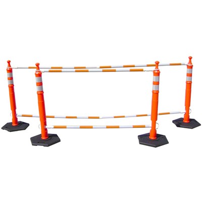 Traffic Cone & Delineator Orange/White Telescoping Bar, plastic - Traffic Safety Supplies